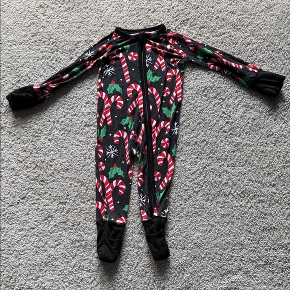 Little Sleepies Other - Little Sleepies Festive Candy Cane and Holly Footie